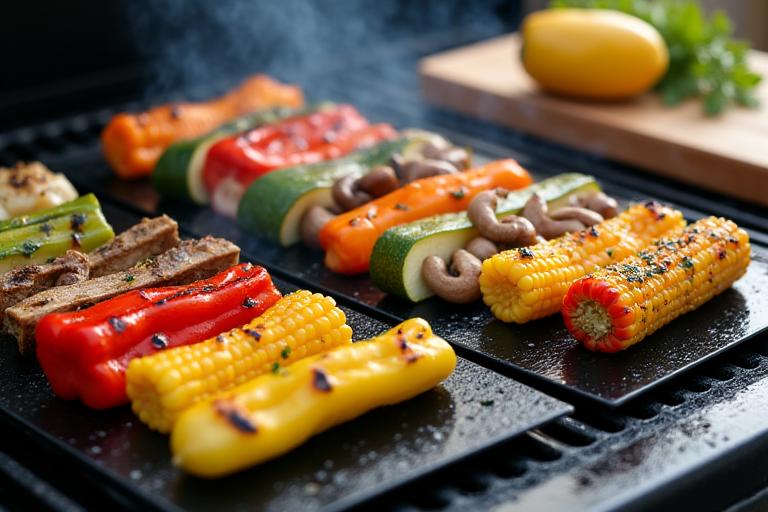 Barbacoa de vegetales con accesorios antiadherentes
